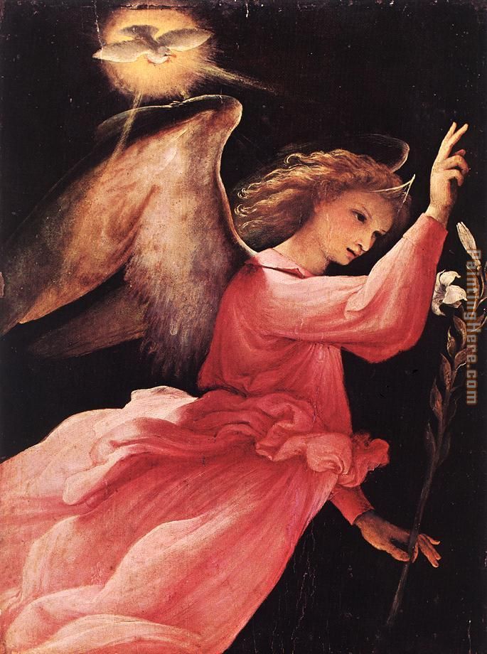 Angel Annunciating painting - Lorenzo Lotto Angel Annunciating art painting